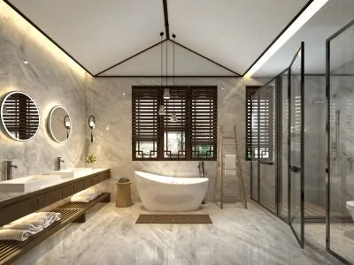 Beautiful moody bathroom remodel